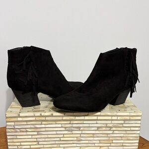 H&M Black Ankle Booties with Fringe